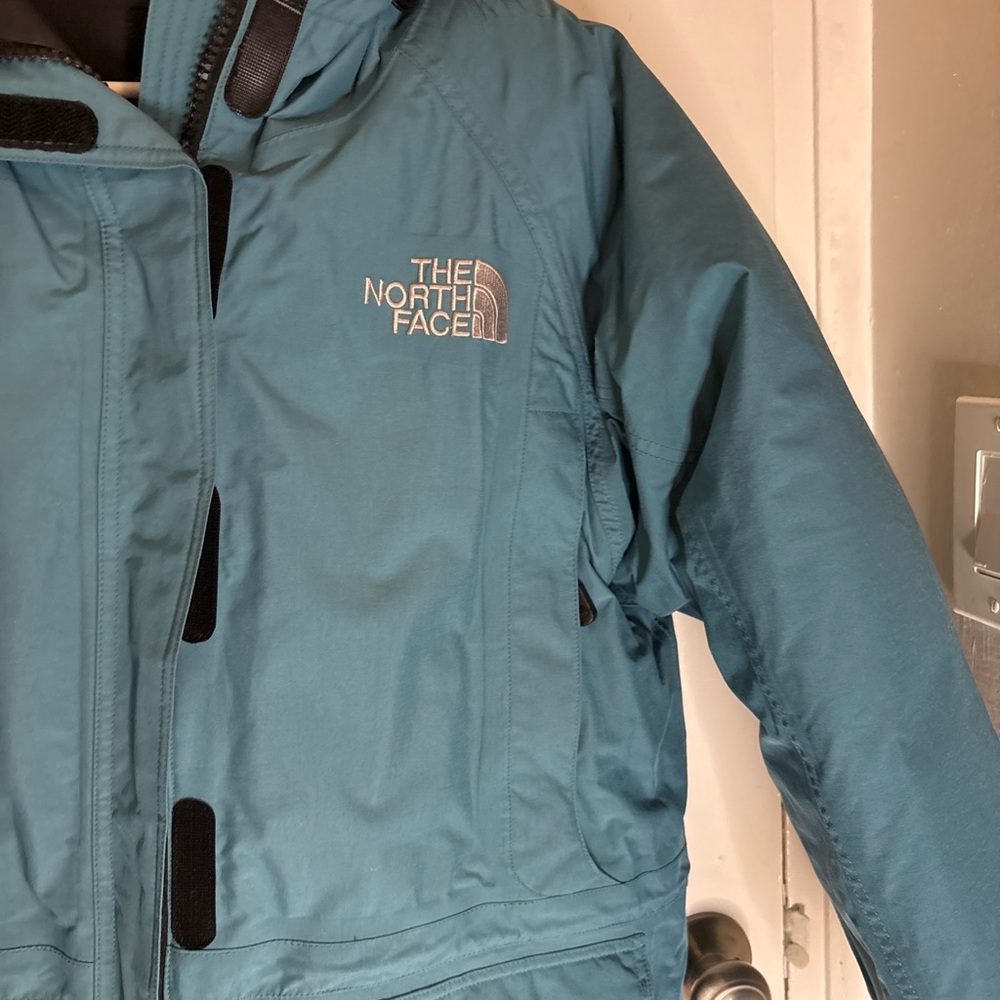The North Face Women’s Blue Down Expedition Parka Coat Fur Hood Large - Picture 4 of 10